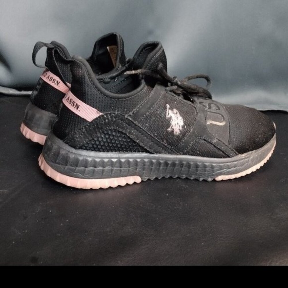 US Polo ASSN Black + Pink Sneakers / Tennis Shoes - Size 8.5